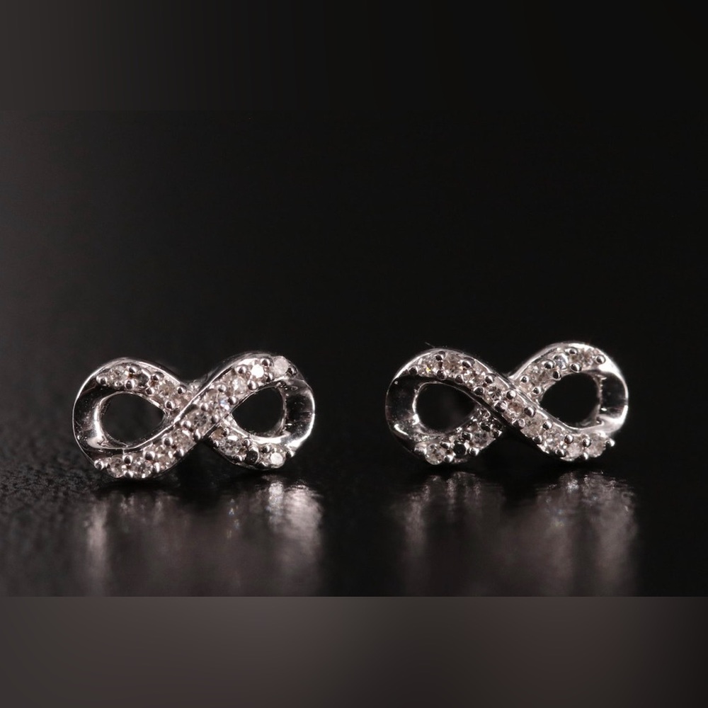 Sterling silver and diamond infinity study earrings